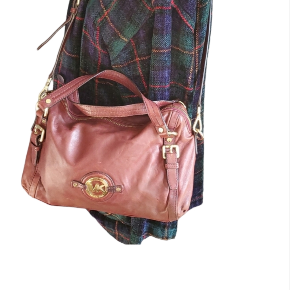 Micheal  Kors woman's satchel burgundy leather crossbody  shoulder bag